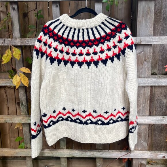 Vintage Hand-Knit Nordic Sweater – Wool Fair Isle Pullover - Picture 3 of 3